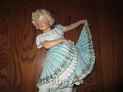 Antique Gebruder Heubach 15 1/2 Tall Dancing Girl German Bisque Piano Figurine