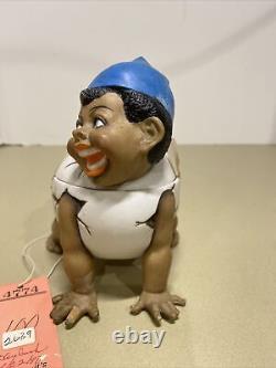 Antique Gebruder Heubach German Bisque African American Egg Piano Baby Doll RARE