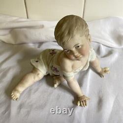 Antique Gebruder Heubach Piano Baby Crawling Bisque Porcelain No 3183 Stamped