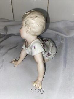 Antique Gebruder Heubach Piano Baby Crawling Bisque Porcelain No 3183 Stamped