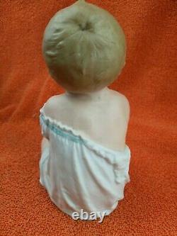 Antique Gebruder Heubach Piano Baby Sitting Up in Night Shirt Bisque Porcelain