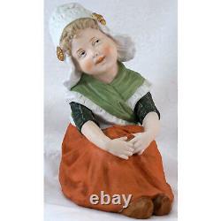 Antique Gebruder Heubach Sitting Dutch Girl German Bisque Figurine Marked Rare