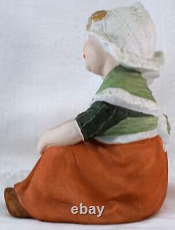 Antique Gebruder Heubach Sitting Dutch Girl German Bisque Figurine Marked Rare