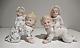 Antique Gebruder Heubach Porcelain Crawling Piano Babies Pair W Riders Germany