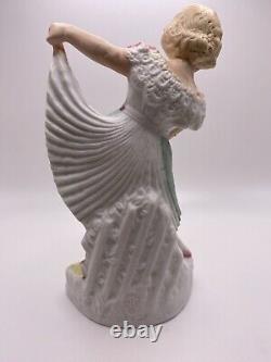 Antique Genruder Heubach Bisque Dancing Girl Green Piano Skirt Figurine 1890s