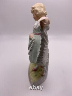 Antique Genruder Heubach Bisque Dancing Girl Green Piano Skirt Figurine 1890s