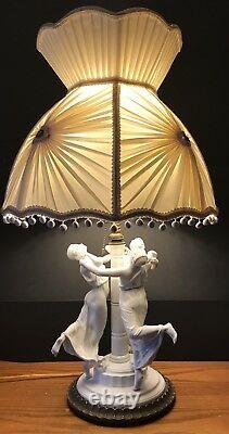 Antique German Art Deco Rosenthal Porcelain Figurine Lamp With Orig Bronze Base