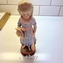 Antique German Bisque Porcelain Figurine Pair Boy & Girl Set 1930's Era