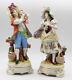 Antique German Bisque Porcelain Figurines Of A Young Couple With Flowers Marked