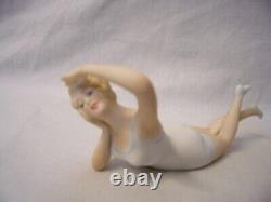 Antique German Bisque Risque Woman Doll On Carved Fruitwood Bed Beyond Sweet