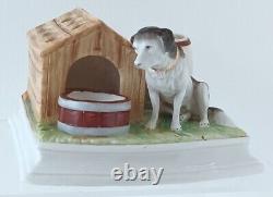 Antique German Bisque of a Dog & Dog House Cigarette & Match Holder Striker