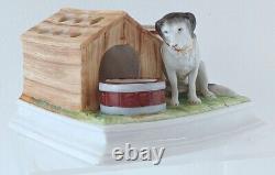 Antique German Bisque of a Dog & Dog House Cigarette & Match Holder Striker