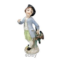 Antique German Capodimonte Boy with Quail Figurine