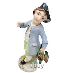 Antique German Capodimonte Boy with Quail Figurine