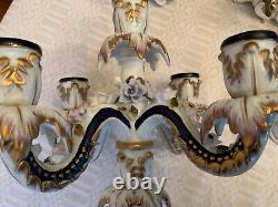 Antique German Dresden 5-lights porcelain figurine candelabra 18.5 candlestick