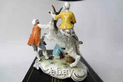 Antique German Dresden Goat Men & Woman Porcelain Figure Group 15 cm