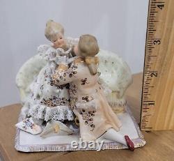 Antique German Dresden Lace Couple Figurine