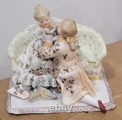 Antique German Dresden Lace Couple Figurine