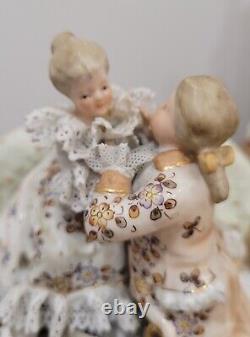 Antique German Dresden Lace Couple Figurine