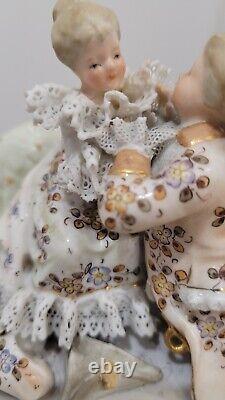 Antique German Dresden Lace Couple Figurine