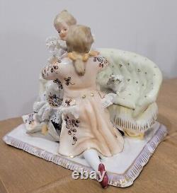 Antique German Dresden Lace Couple Figurine