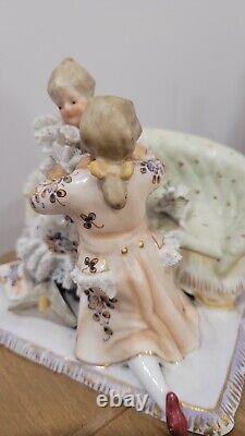 Antique German Dresden Lace Couple Figurine