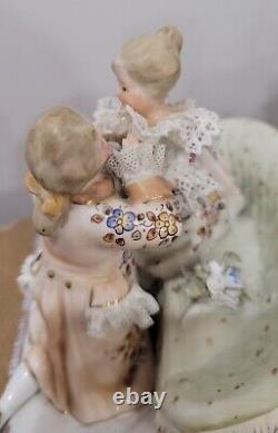 Antique German Dresden Lace Couple Figurine