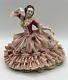 Antique German Dresden Lace Lady Dancing Figurine 6.5 In Display Box Rare