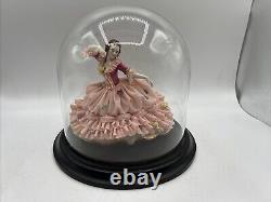 Antique German Dresden Lace Lady Dancing Figurine 6.5 In Display Box RARE