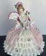 Antique German Dresden Lace Victorian Lady With Fan Figurine 6.5