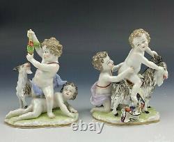 Antique German Dresden Style Porcelain Nude Putti Angel Figurines, 5.25 x 4.25