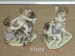 Antique German Dresden Style Porcelain Nude Putti Angel Figurines, 5.25 x 4.25