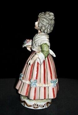 Antique German Dressel Kister Girl Half Doll With Flowers Porcelain Figurine