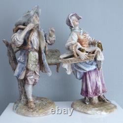 Antique German Ernst Bohne Porcelain Figures Dealers Beggar & Barmaid Couple
