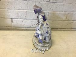 Antique German Ernst Bohne Porcelain Figurine Man & 2 Women Purple Flowers Dec