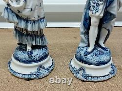 Antique German Ernst Bohne & Sohne Porcelain Figurine Couple, 11 high