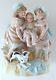 Antique German Large 10.5h Figural Bisque Of Three Sisters Playing & A Puppy