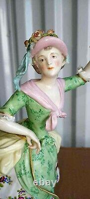 Antique German Meissen Choisy-le-Roy Porcelain Figurine, XIX C, 9 high
