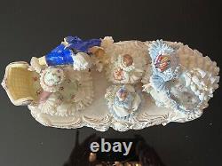 Antique German Mueller Volkstedt Porcelain Lace Figurine Happy Family, Large 12