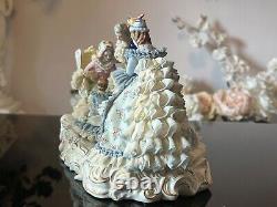 Antique German Mueller Volkstedt Porcelain Lace Figurine Happy Family, Large 12