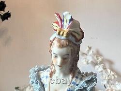 Antique German Mueller Volkstedt Porcelain Lace Figurine Happy Family, Large 12