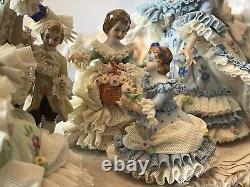 Antique German Mueller Volkstedt Porcelain Lace Figurine Happy Family, Large 12