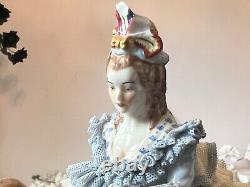 Antique German Mueller Volkstedt Porcelain Lace Figurine Happy Family, Large 12