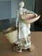 Antique German Muller Porcelain Figurine, Girl With Basket, 10 High