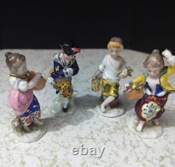 Antique German Poppelsdorf Porcelain Figurine Miniatures, 4 pcs, 3 high