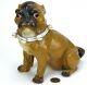 Antique German Porcelain 7.5 Pug Dog Figurine Conta Boehme 1560 34 Bells Bow