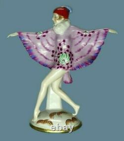 Antique German Porcelain Art Deco Butterfly Lady Dancer Figurine Katzhutte Rare