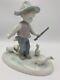 Antique German Porcelain Figurine Garçom With Ducks Statue Kid Stick Play 20th