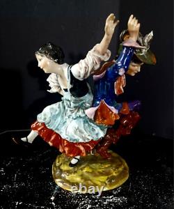 Antique German Potschapell Porcelain Dancers, 9.25 high