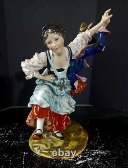 Antique German Potschapell Porcelain Dancers, 9.25 high